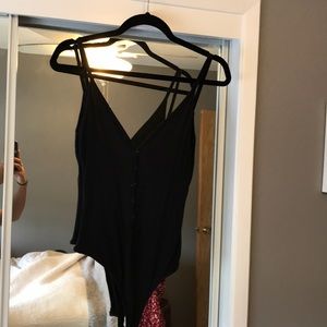 Pacsun Black Bodysuit Button Up with low back